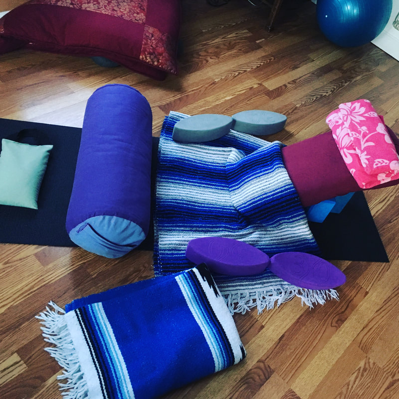 Set-up for goddess restorative yoga pose